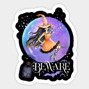 Magic Witch Tarot cards Beware potion witchy Witchcraft astrology Halloween Sticker